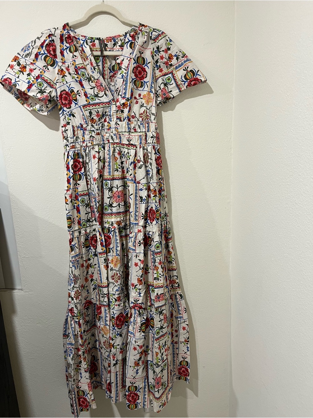 Anthropologie The Somerset Maxi Dress Ivory Tile Print Size - Picture 3 of 6